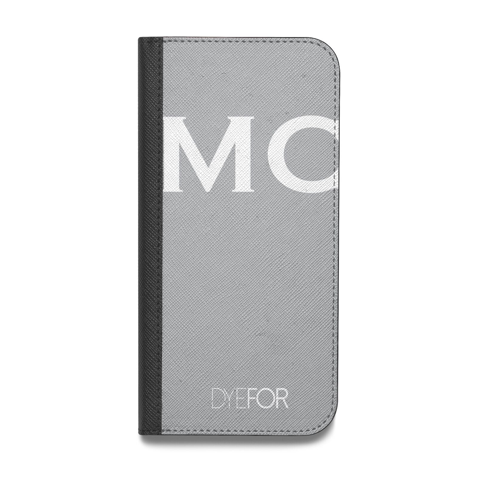 Personalised Grey White Initial Vegan Leather Flip Samsung Case