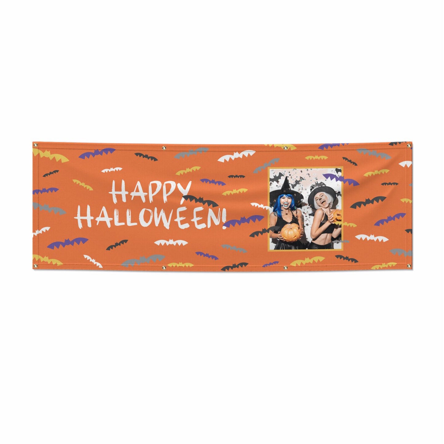 Personalised Halloween Bats Photo Upload 6x2 Vinly Banner with Grommets
