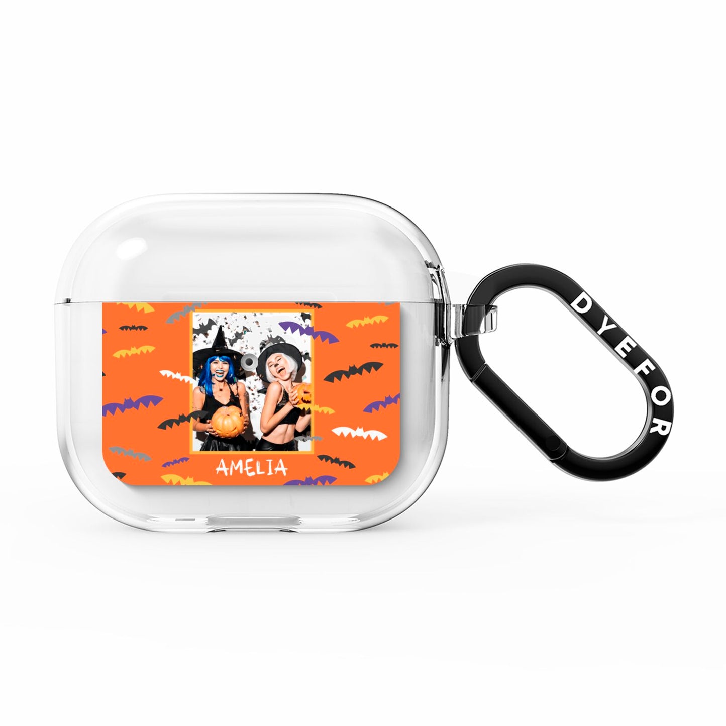 Personalised Halloween Bats Photo Upload AirPods Clear Case 3rd Gen
