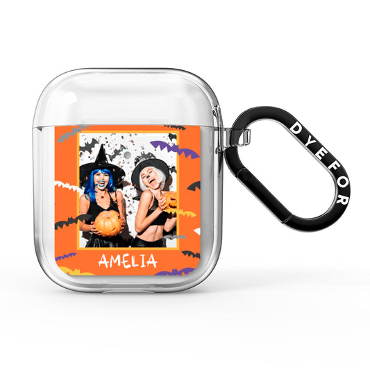 Personalised Halloween Bats Photo Upload AirPods Clear Case