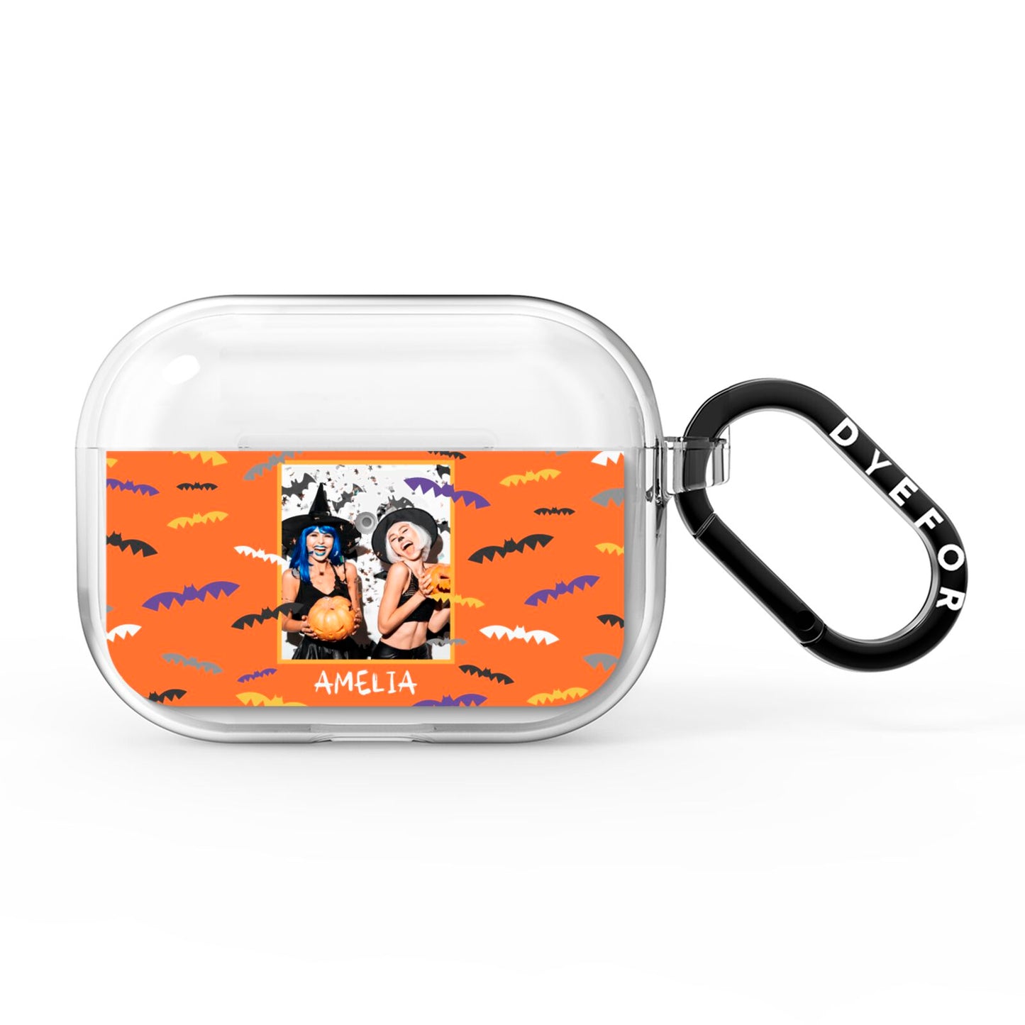 Personalised Halloween Bats Photo Upload AirPods Pro Clear Case