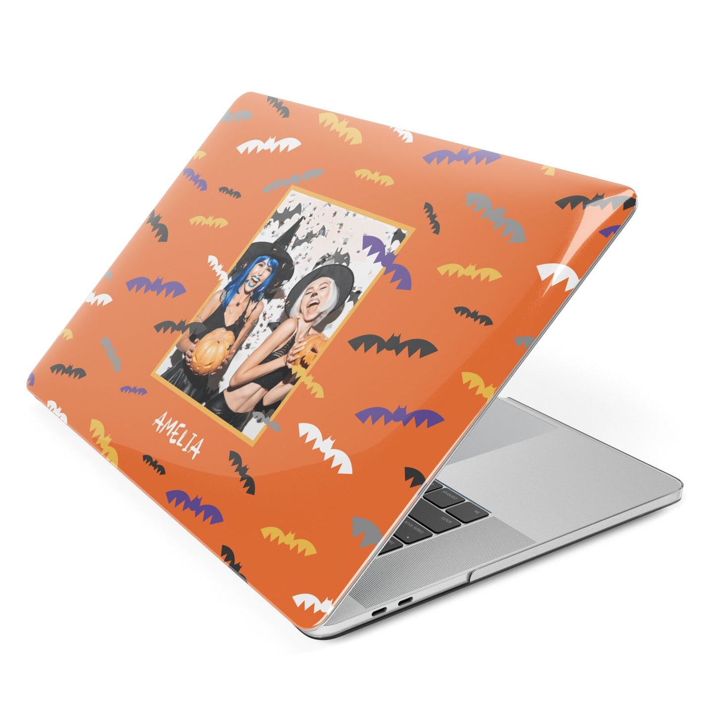Personalised Halloween Bats Photo Upload Apple MacBook Case Side View