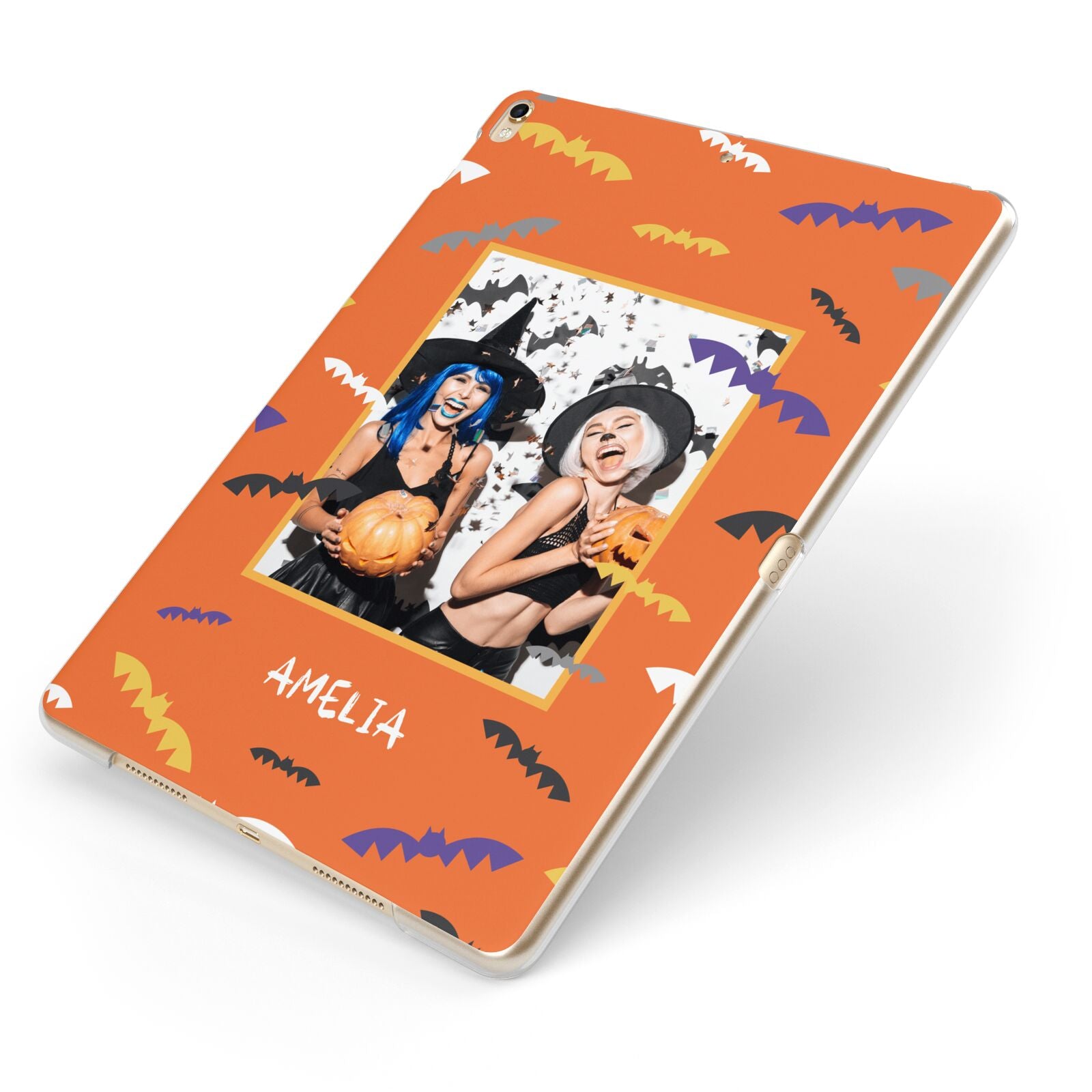 Personalised Halloween Bats Photo Upload Apple iPad Case on Gold iPad Side View