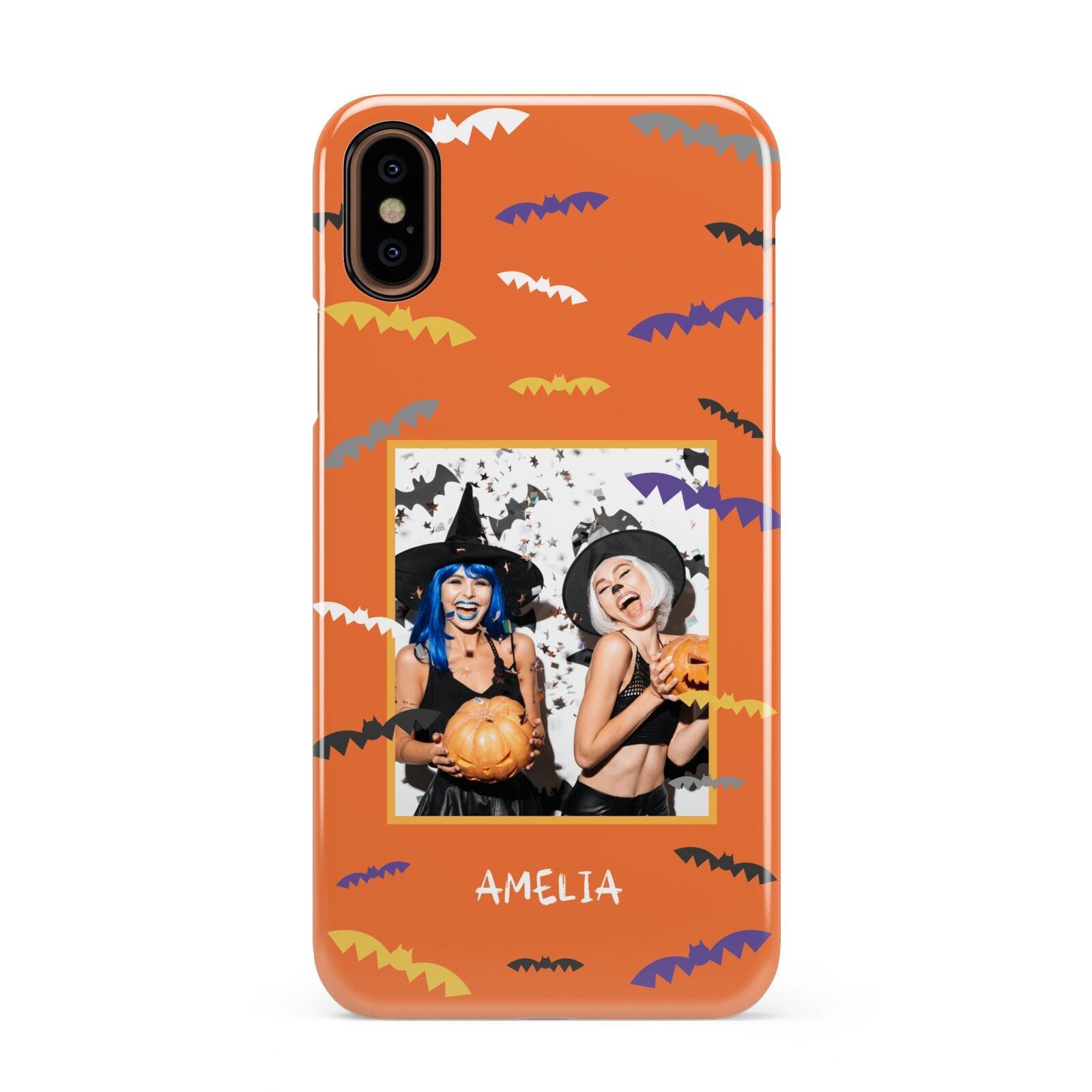 Personalised Halloween Bats Photo Upload Apple iPhone XS 3D Snap Case
