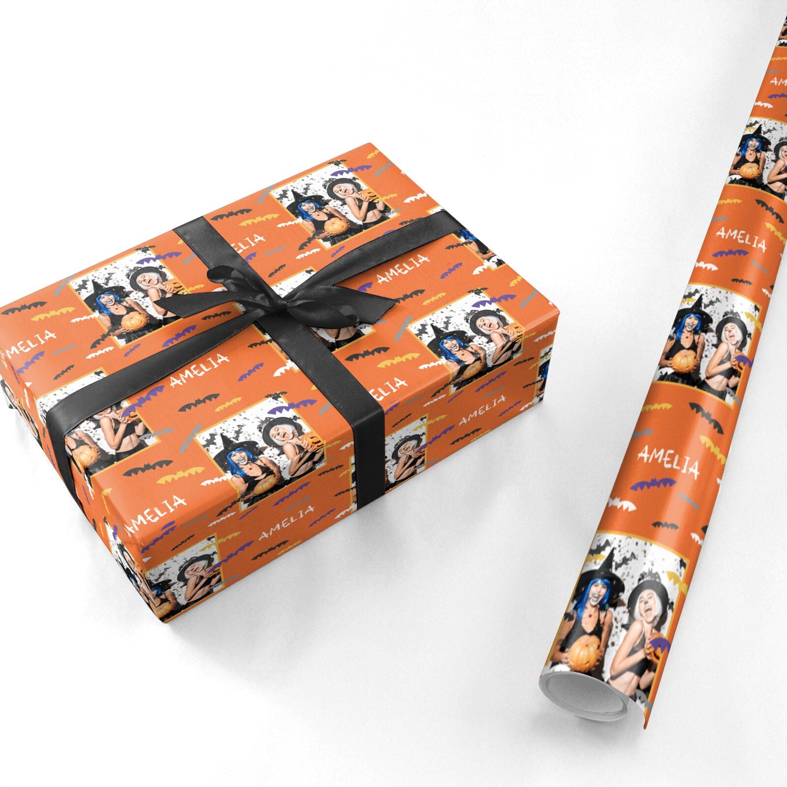 Personalised Halloween Bats Photo Upload Personalised Wrapping Paper