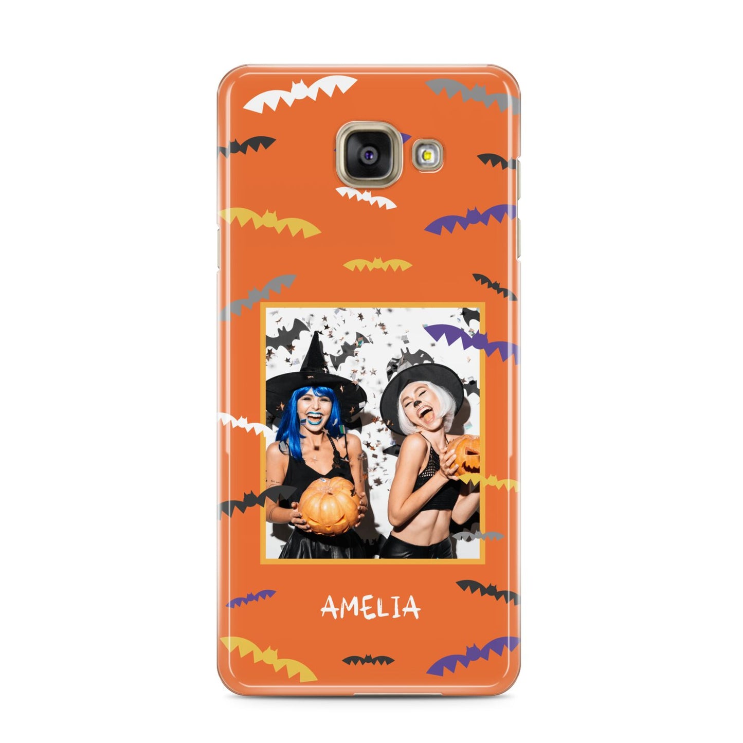 Personalised Halloween Bats Photo Upload Samsung Galaxy A3 2016 Case on gold phone