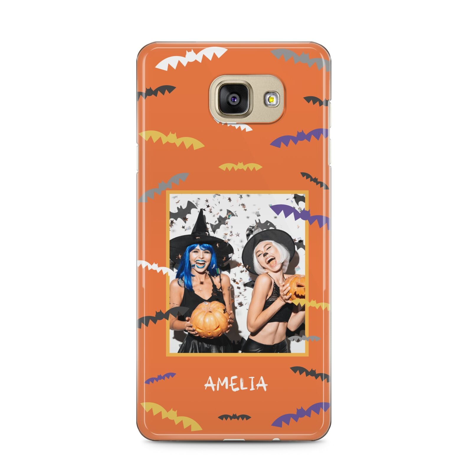Personalised Halloween Bats Photo Upload Samsung Galaxy A5 2016 Case on gold phone
