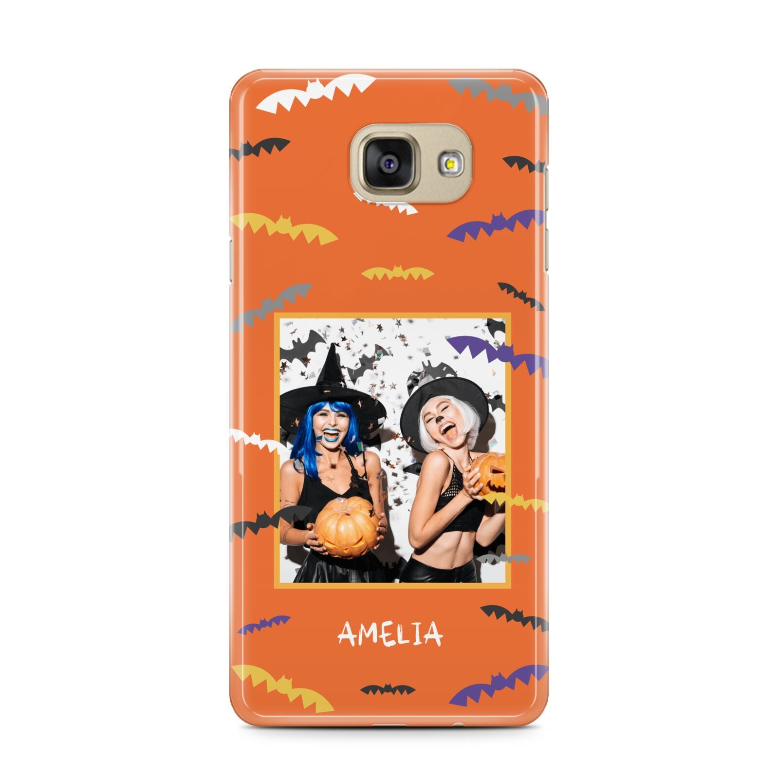 Personalised Halloween Bats Photo Upload Samsung Galaxy A7 2016 Case on gold phone
