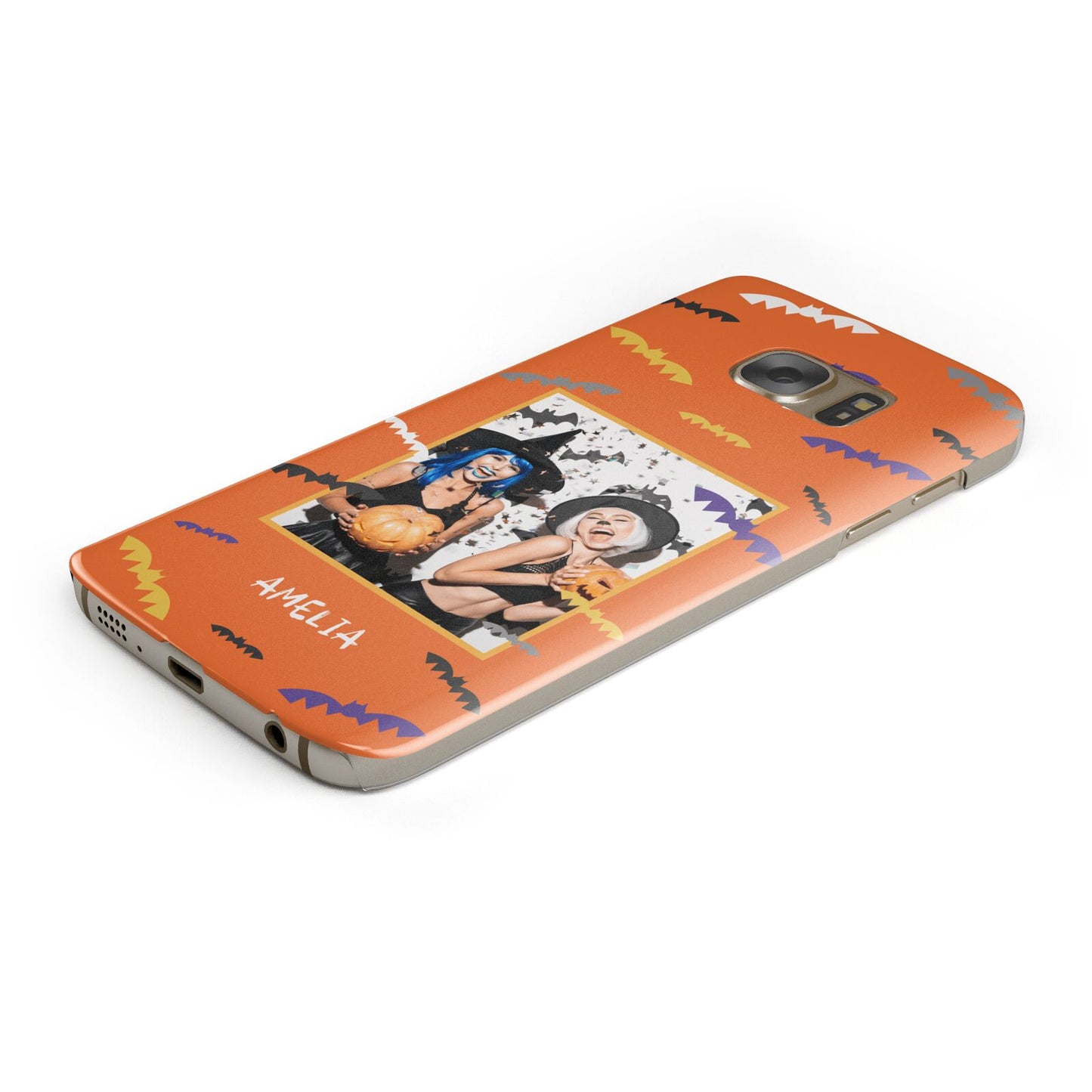 Personalised Halloween Bats Photo Upload Samsung Galaxy Case Bottom Cutout