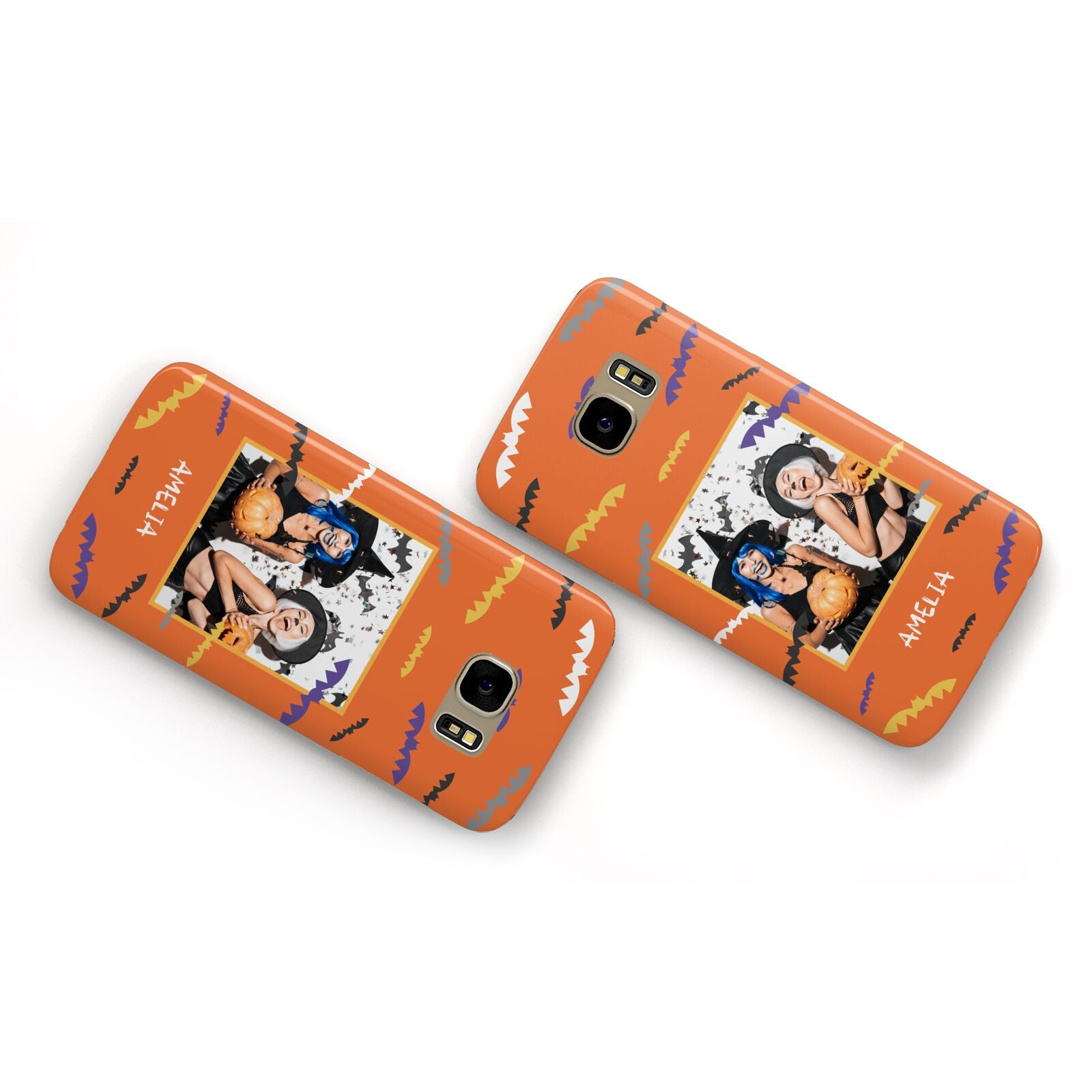 Personalised Halloween Bats Photo Upload Samsung Galaxy Case Flat Overview