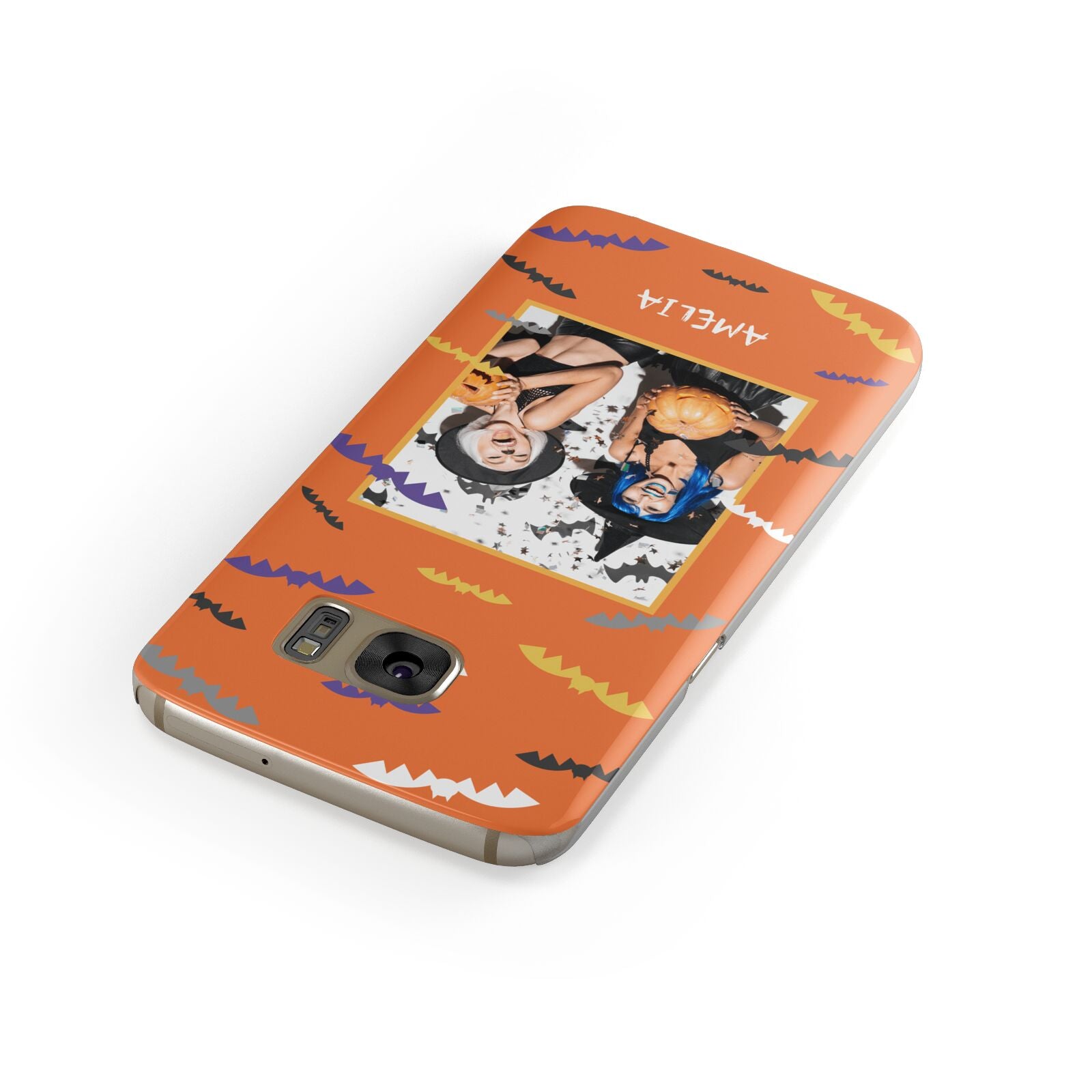 Personalised Halloween Bats Photo Upload Samsung Galaxy Case Front Close Up