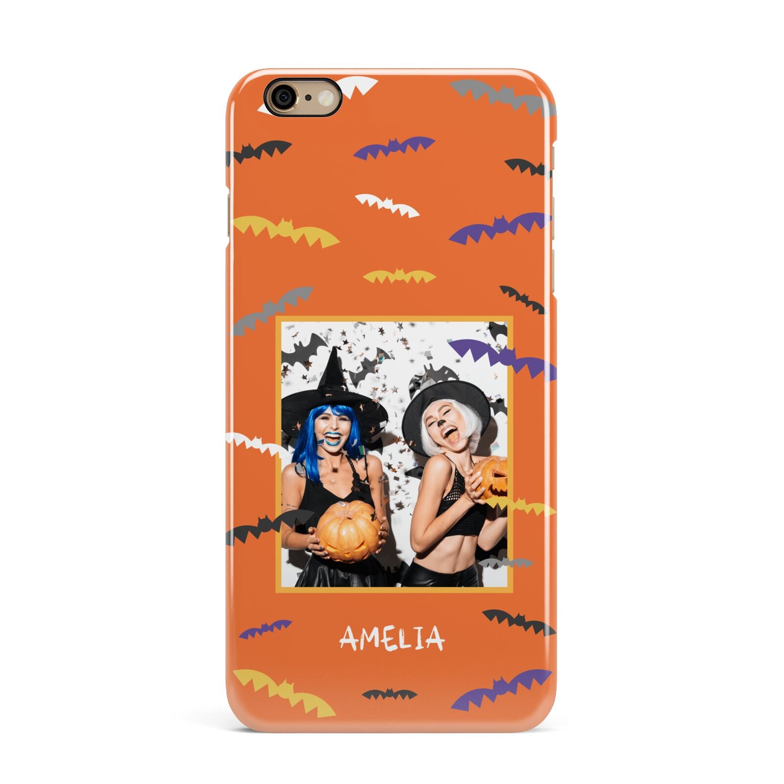 Personalised Halloween Bats Photo Upload iPhone 6 Plus 3D Snap Case on Gold Phone