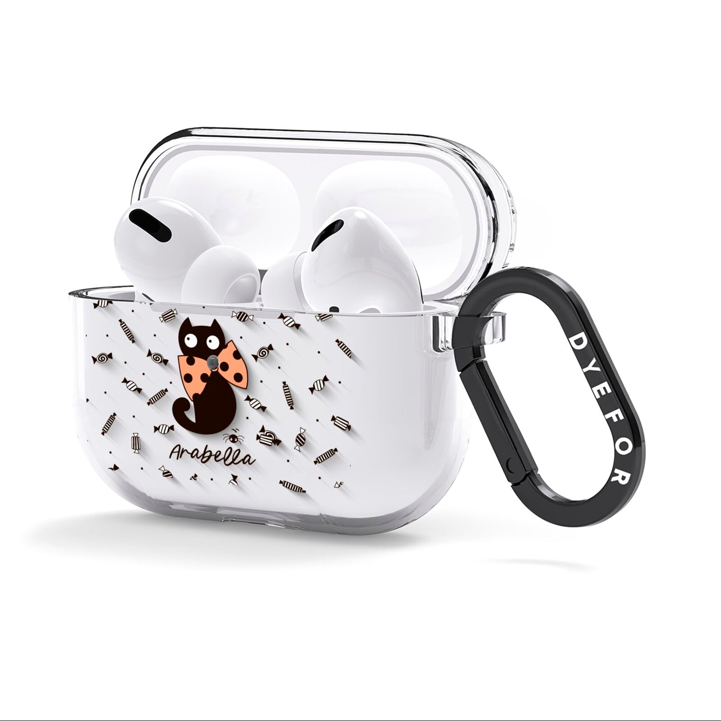 Personalised Halloween Cat AirPods Clear Case 3rd Gen Side Image