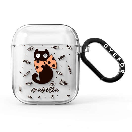 Personalised Halloween Cat AirPods Clear Case