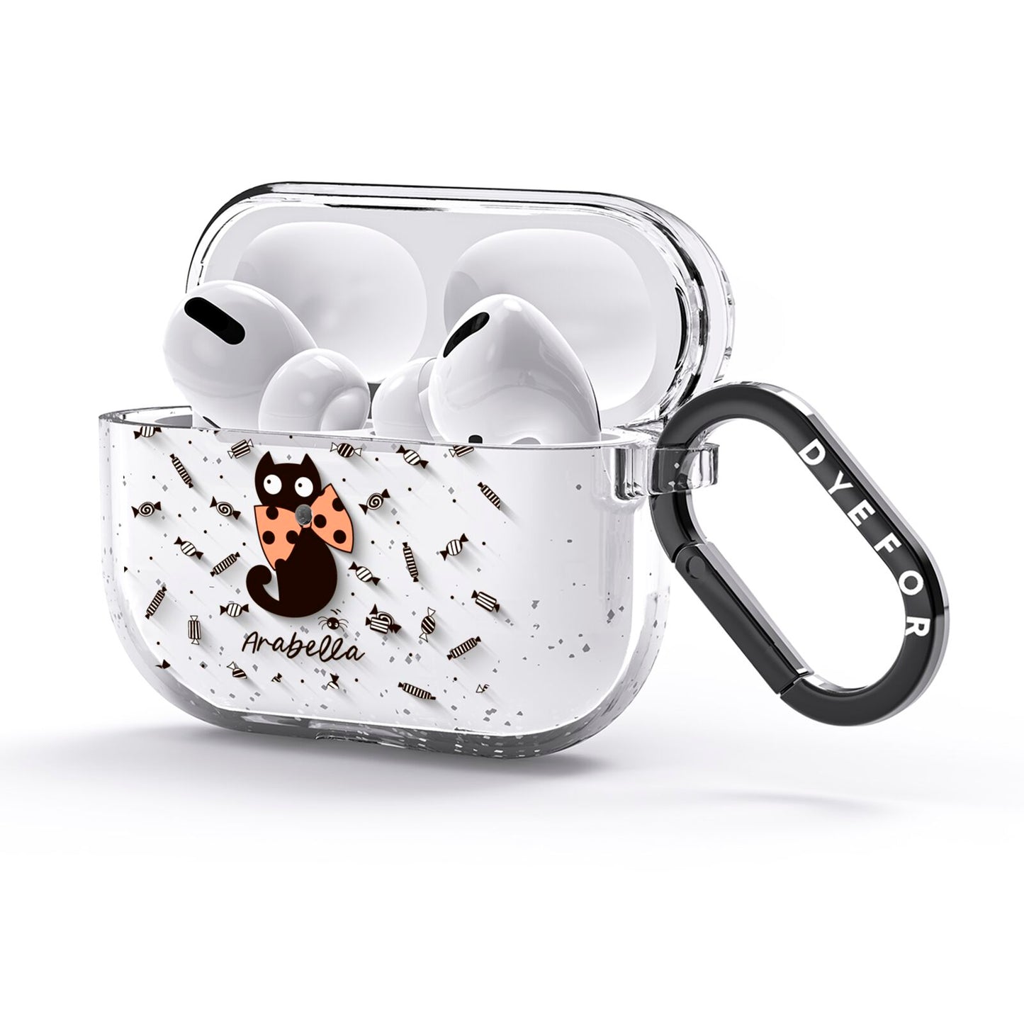 Personalised Halloween Cat AirPods Glitter Case 3rd Gen Side Image
