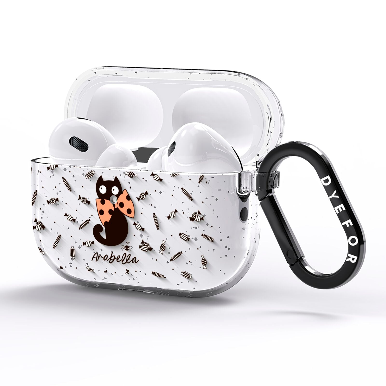 Personalised Halloween Cat AirPods Pro Glitter Case Side Image