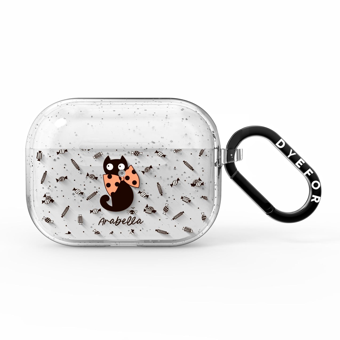 Personalised Halloween Cat AirPods Pro Glitter Case