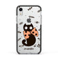 Personalised Halloween Cat Apple iPhone XR Impact Case Black Edge on Silver Phone