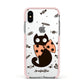 Personalised Halloween Cat Apple iPhone Xs Impact Case Pink Edge on Silver Phone