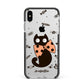 Personalised Halloween Cat Apple iPhone Xs Max Impact Case Black Edge on Silver Phone