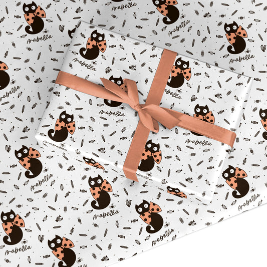 Personalised Halloween Cat Custom Wrapping Paper