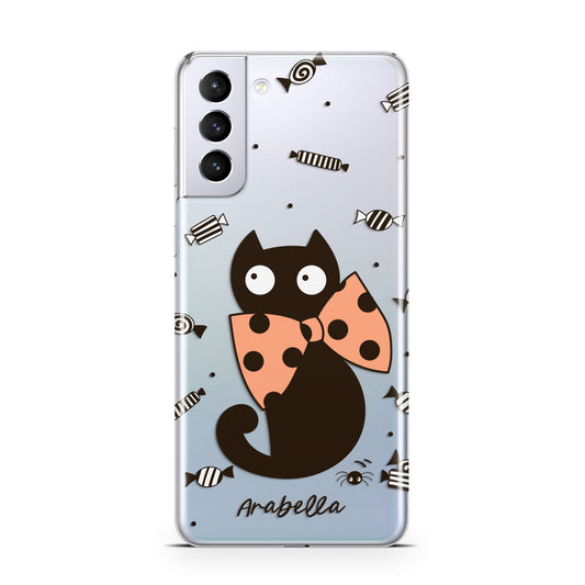Personalised Halloween Cat Samsung S21 Plus Phone Case