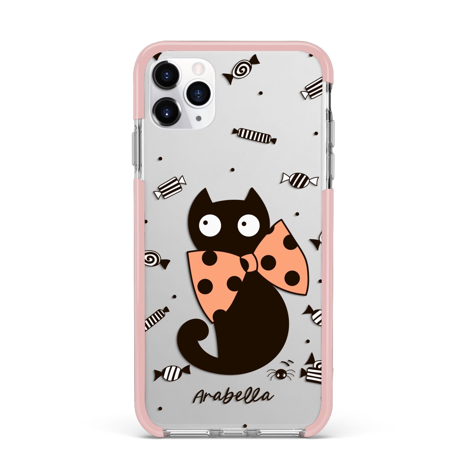 Personalised Halloween Cat iPhone 11 Pro Max Impact Pink Edge Case
