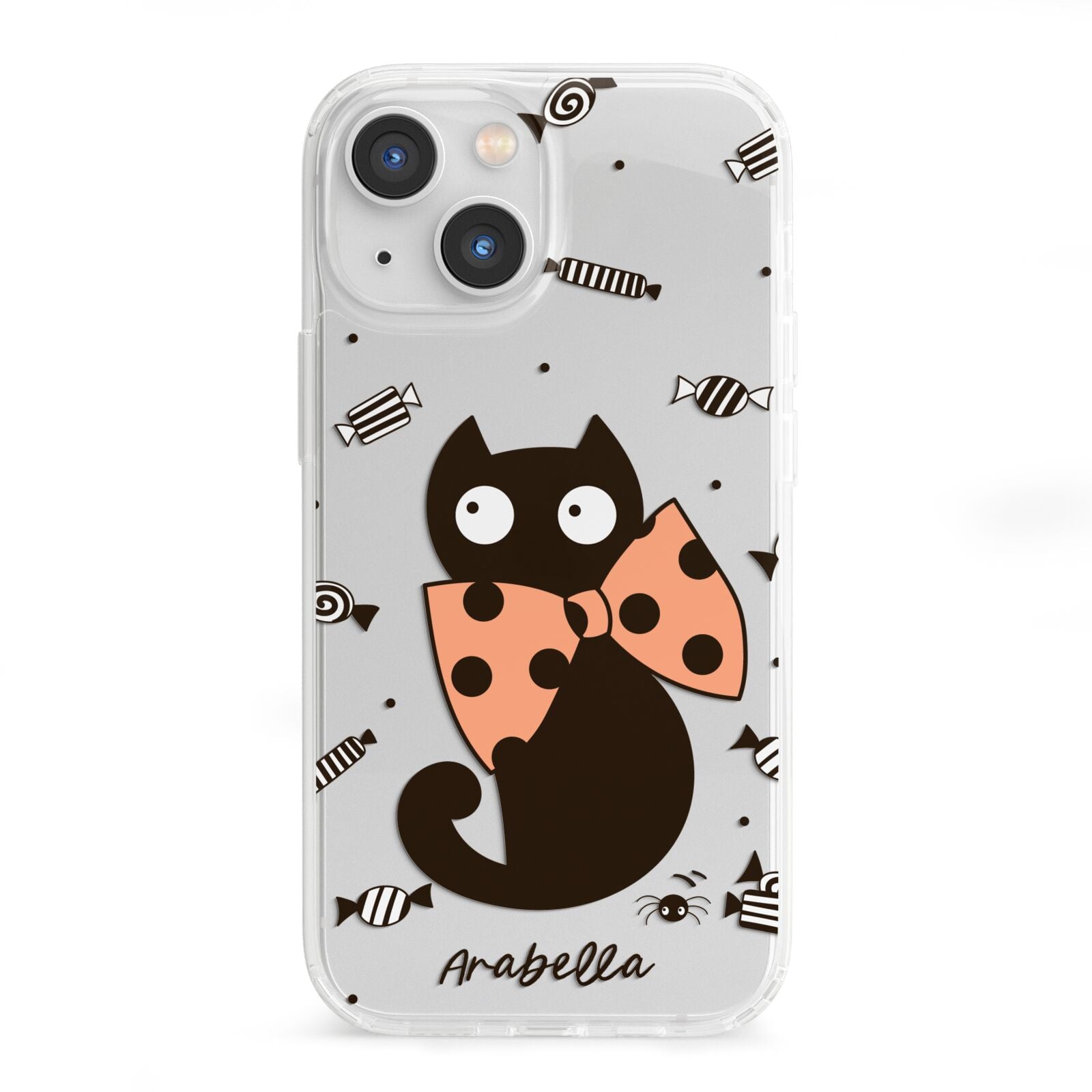 Personalised Halloween Cat iPhone 13 Mini Clear Bumper Case