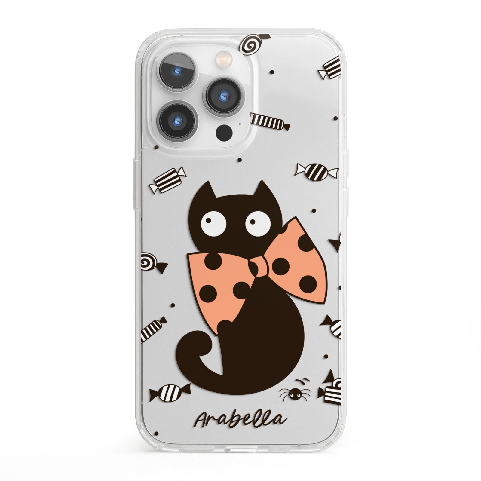 Personalised Halloween Cat iPhone 13 Pro Clear Bumper Case