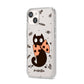 Personalised Halloween Cat iPhone 14 Clear Tough Case Starlight Angled Image
