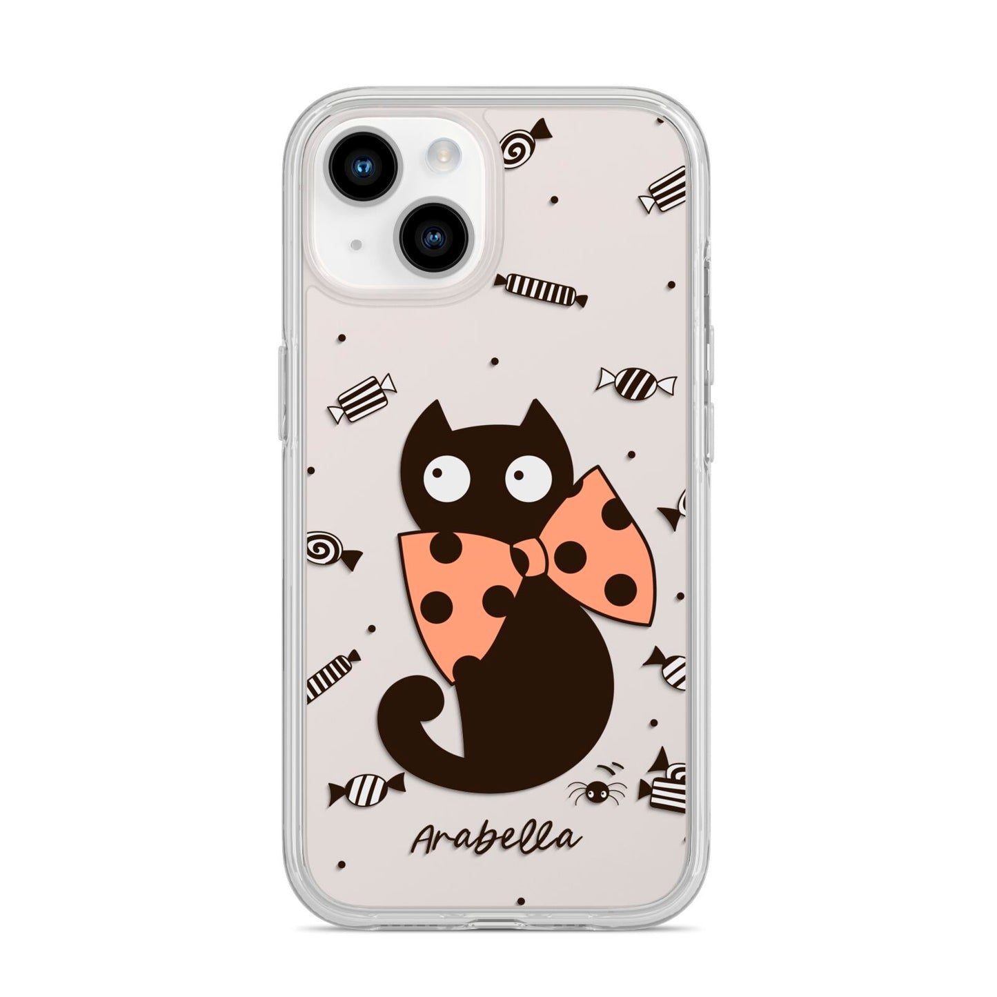 Personalised Halloween Cat iPhone 14 Clear Tough Case Starlight