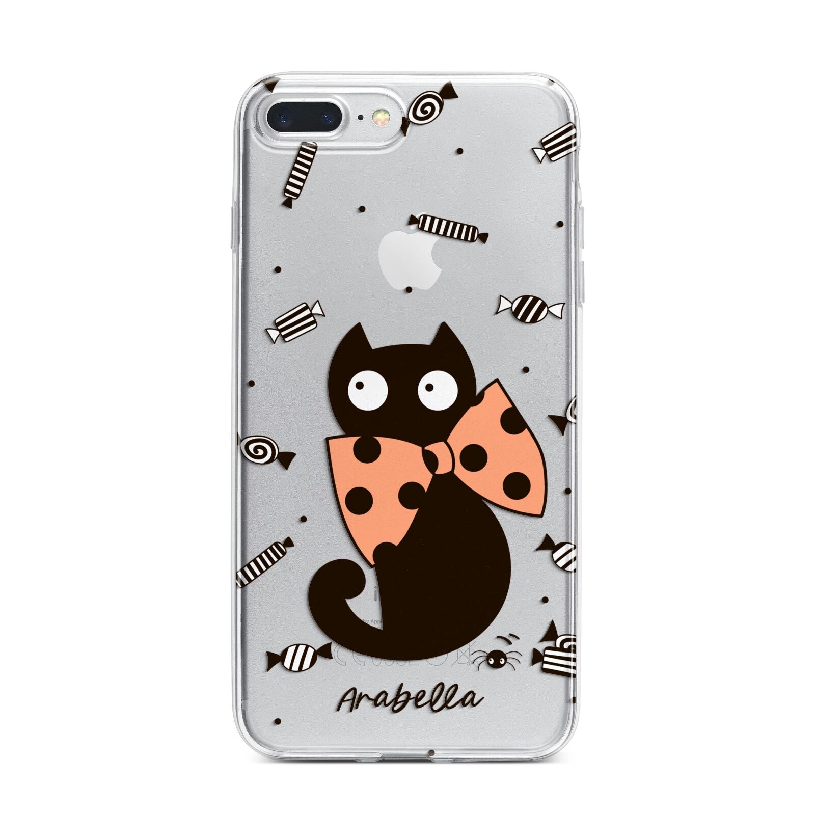 Personalised Halloween Cat iPhone 7 Plus Bumper Case on Silver iPhone