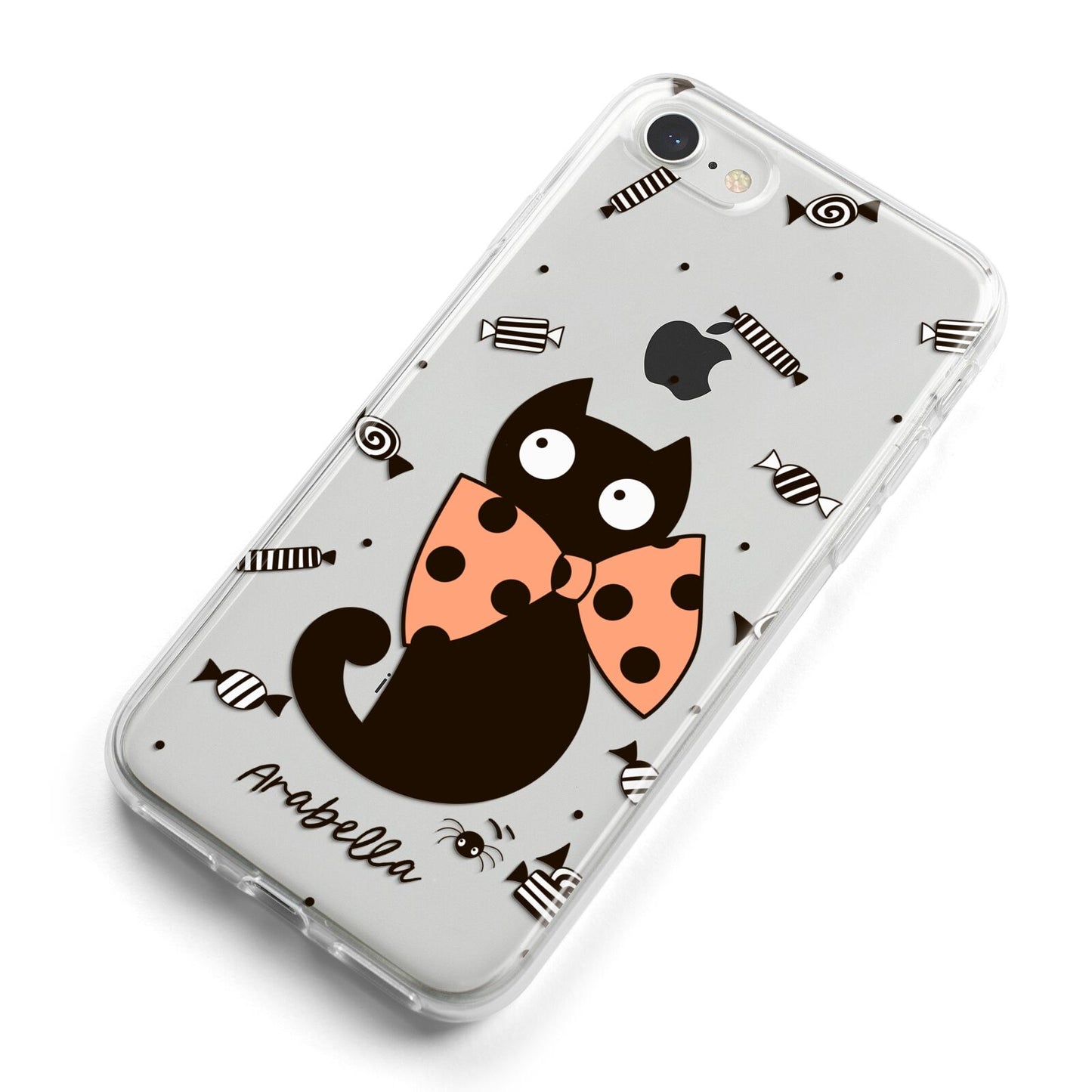 Personalised Halloween Cat iPhone 8 Bumper Case on Silver iPhone Alternative Image