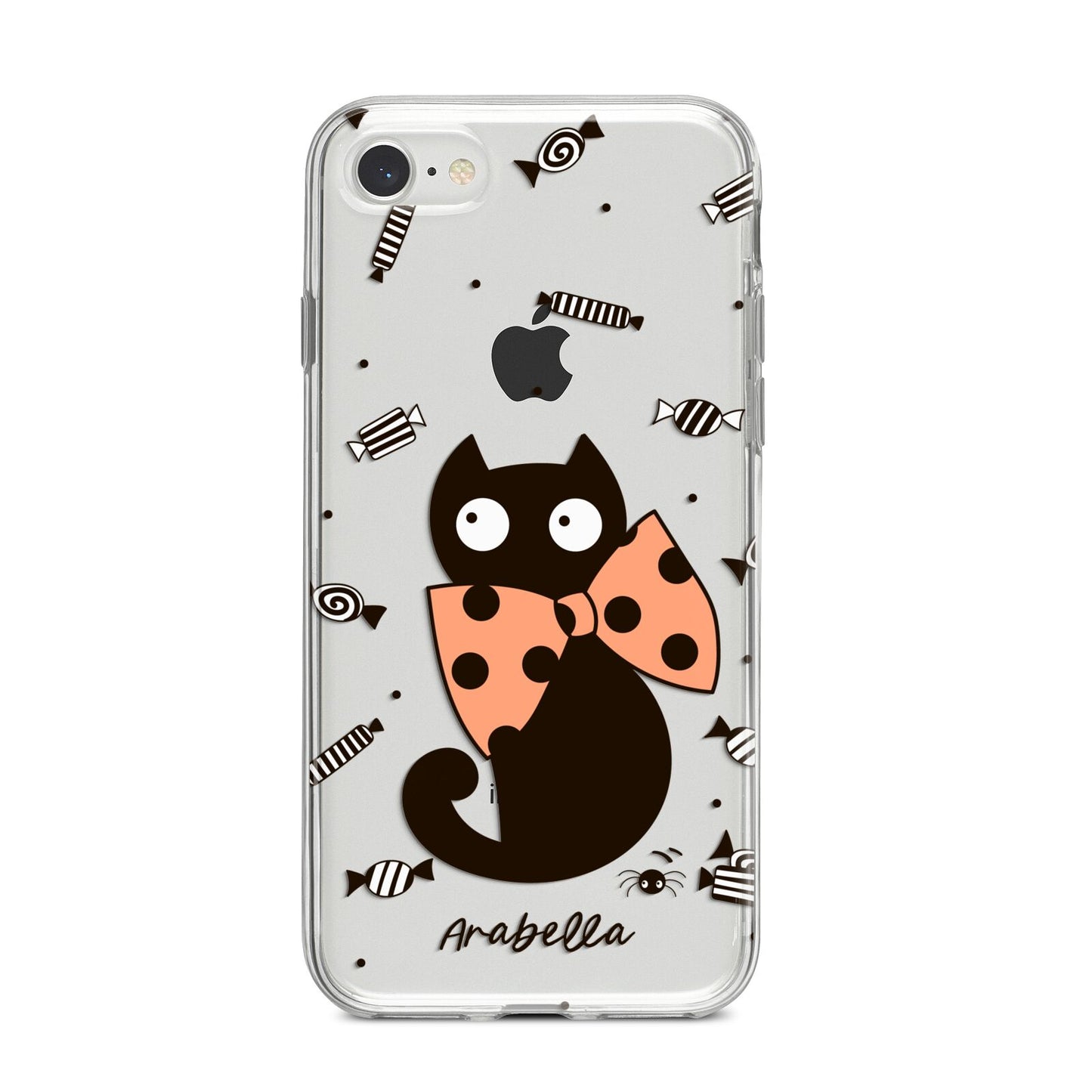 Personalised Halloween Cat iPhone 8 Bumper Case on Silver iPhone