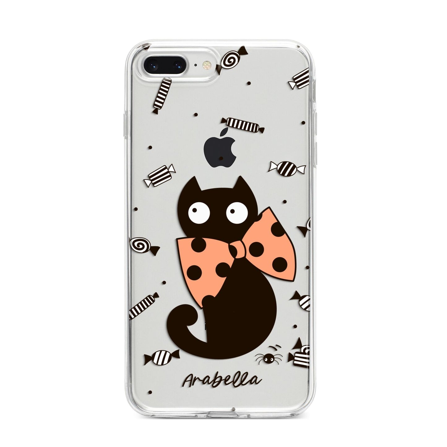 Personalised Halloween Cat iPhone 8 Plus Bumper Case on Silver iPhone