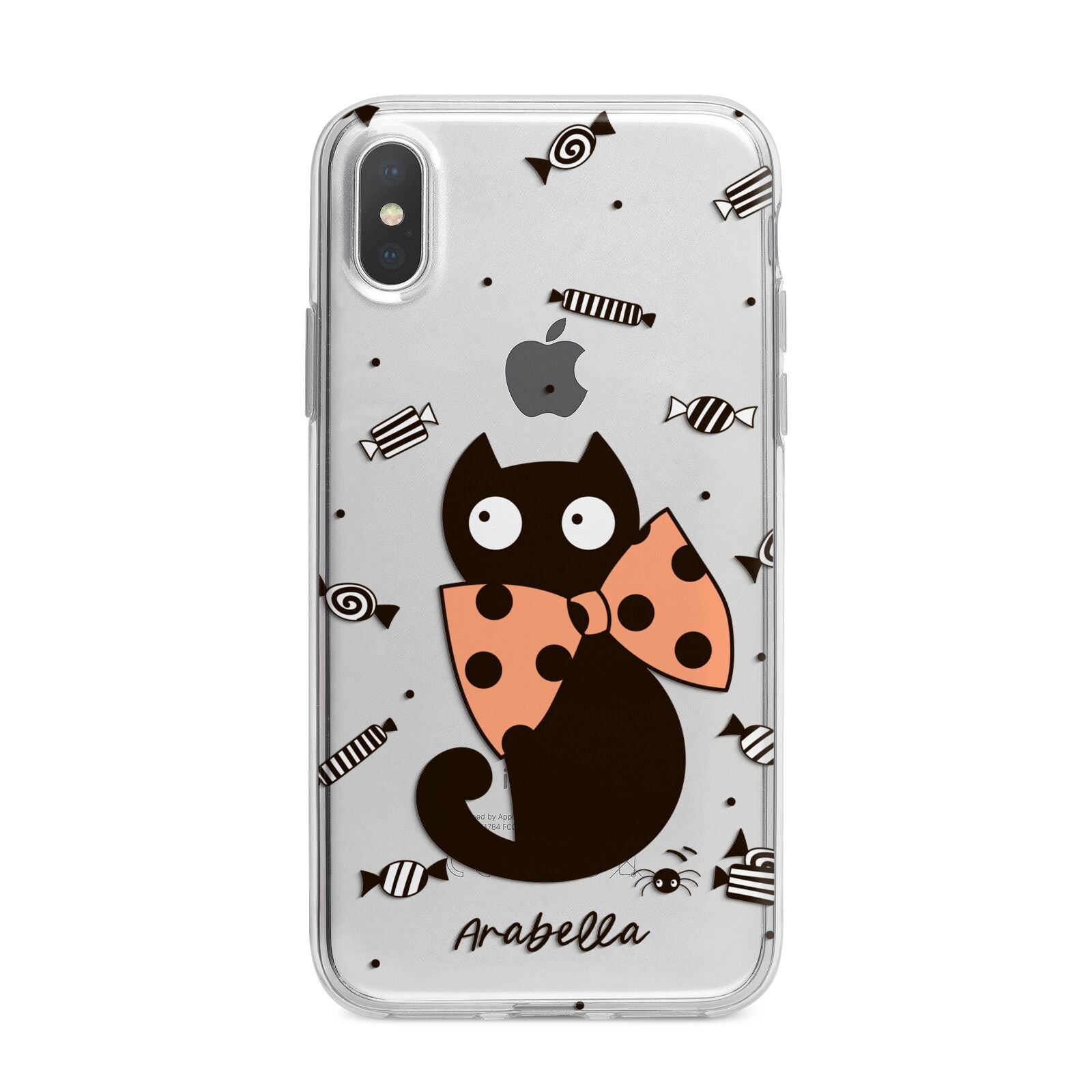 Personalised Halloween Cat iPhone X Bumper Case on Silver iPhone Alternative Image 1