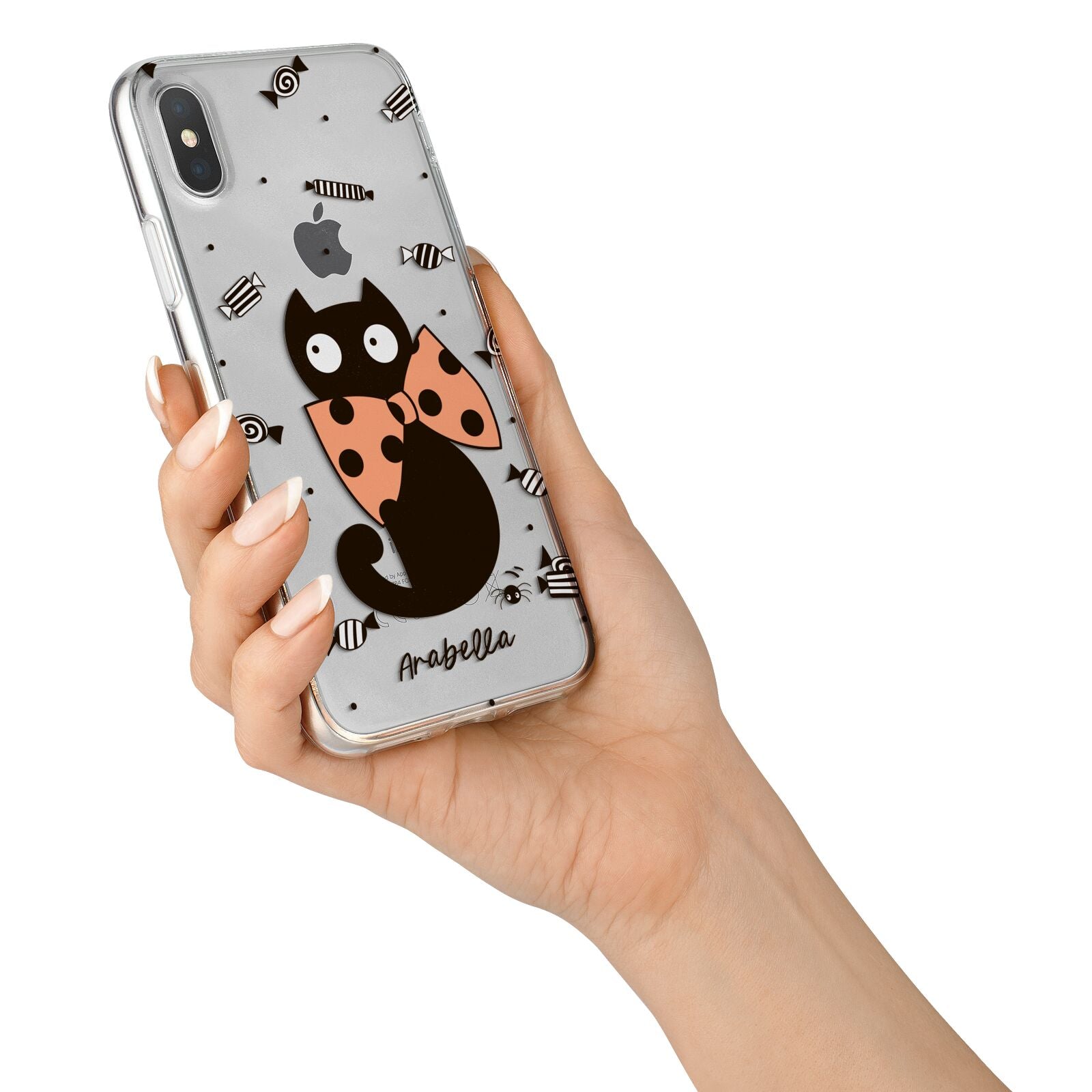 Personalised Halloween Cat iPhone X Bumper Case on Silver iPhone Alternative Image 2