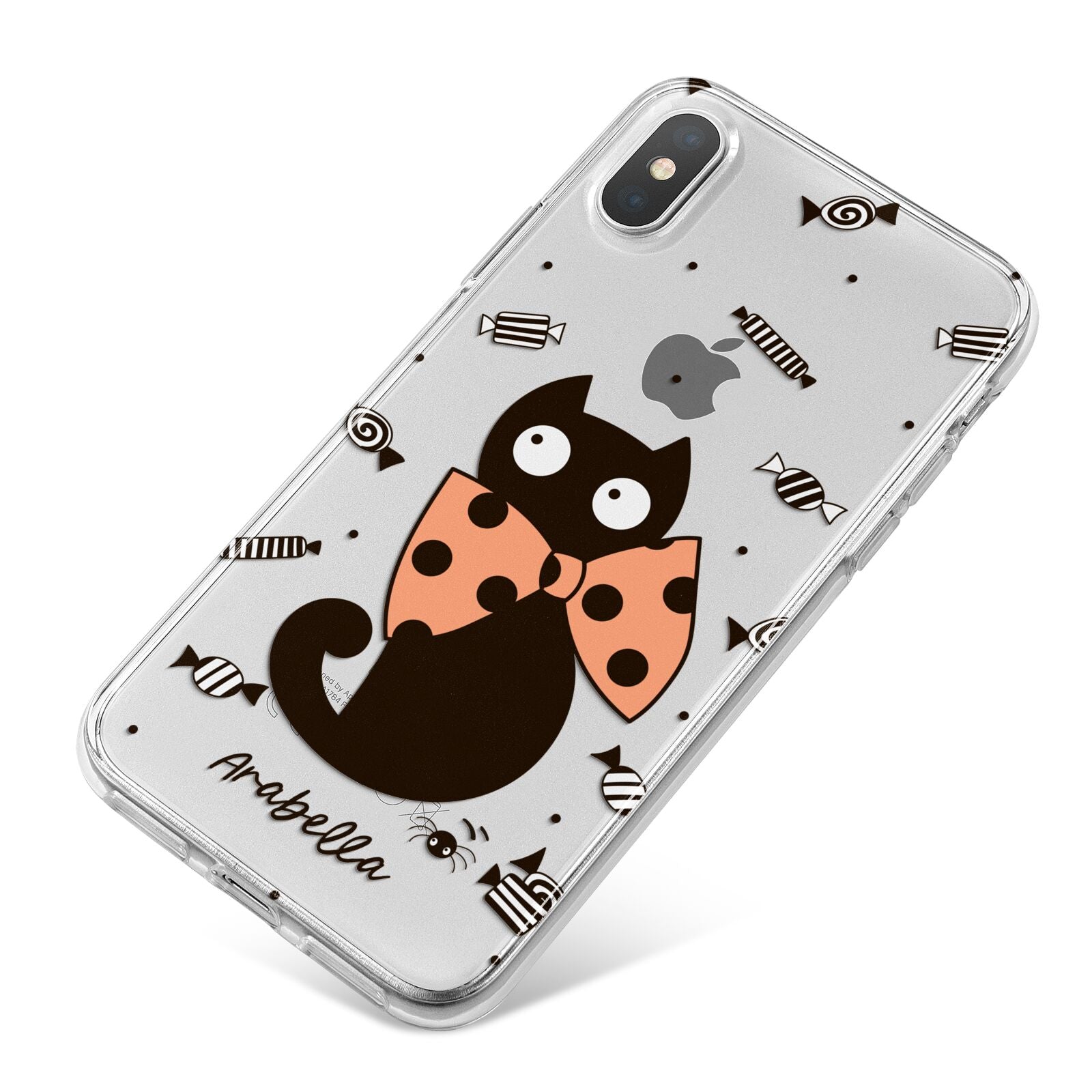 Personalised Halloween Cat iPhone X Bumper Case on Silver iPhone