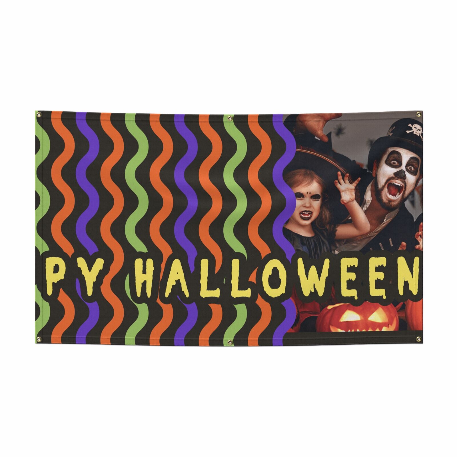 Personalised Halloween Colours Photo 5x3 Vinly Banner with Grommets