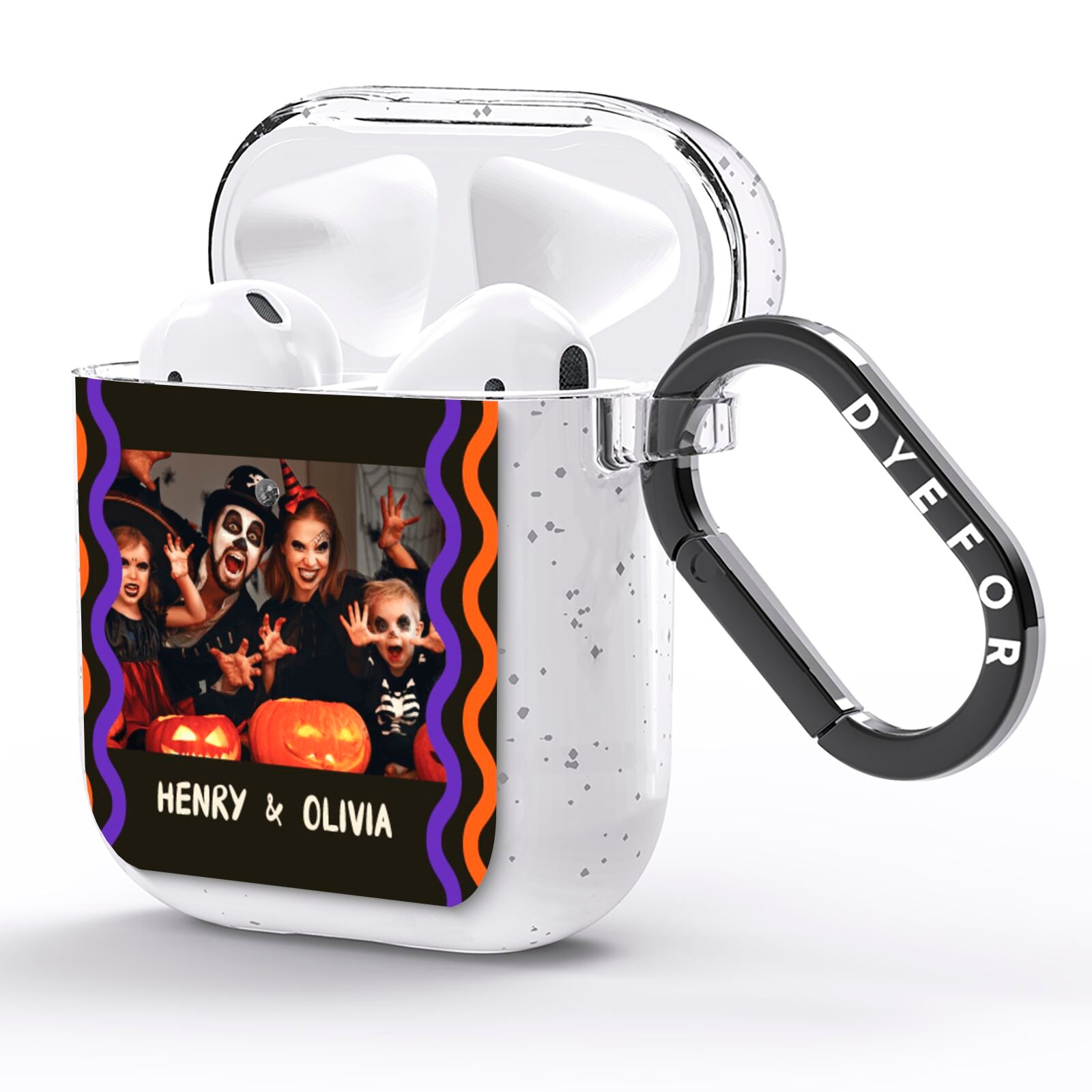 Personalised Halloween Colours Photo AirPods Glitter Case Side Image