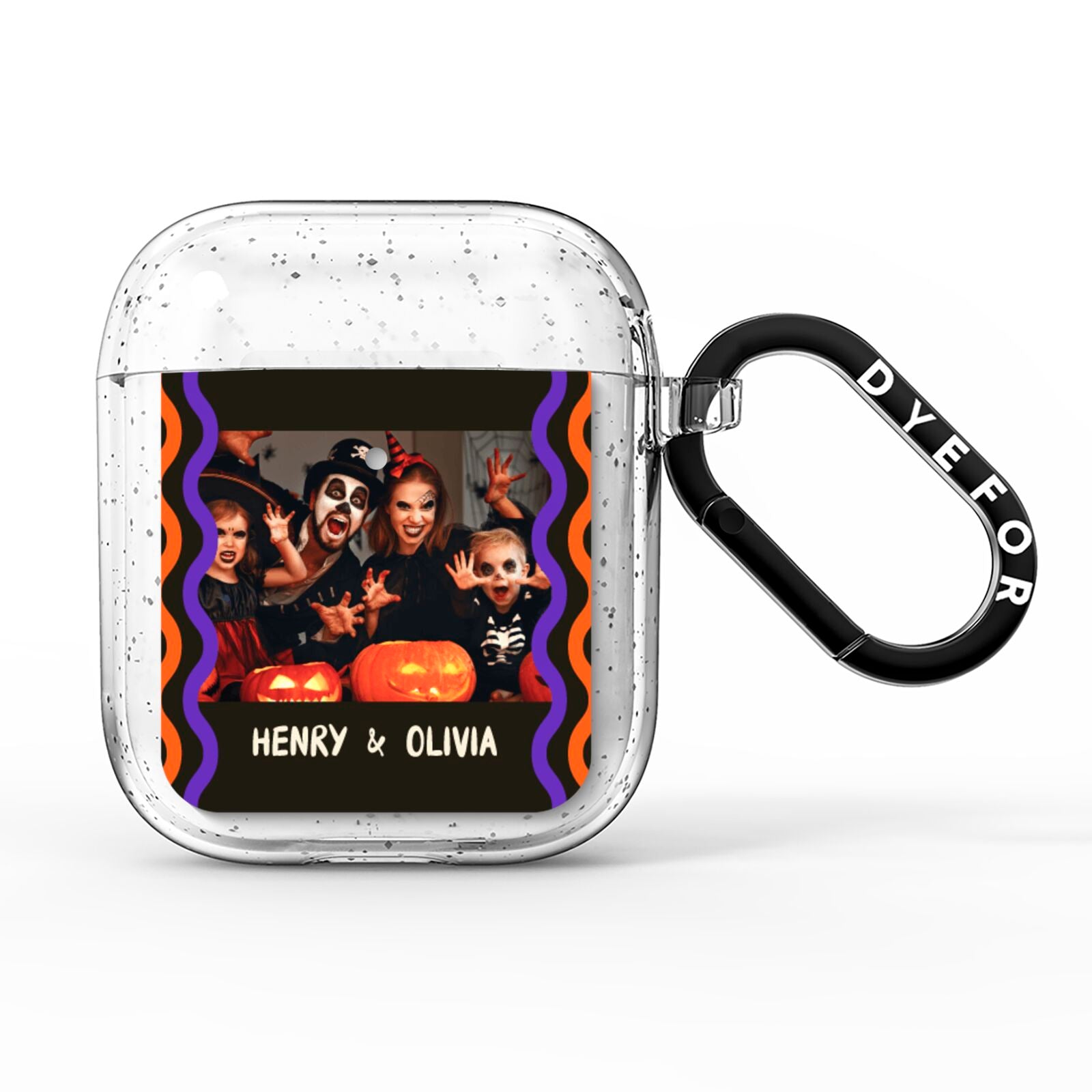 Personalised Halloween Colours Photo AirPods Glitter Case