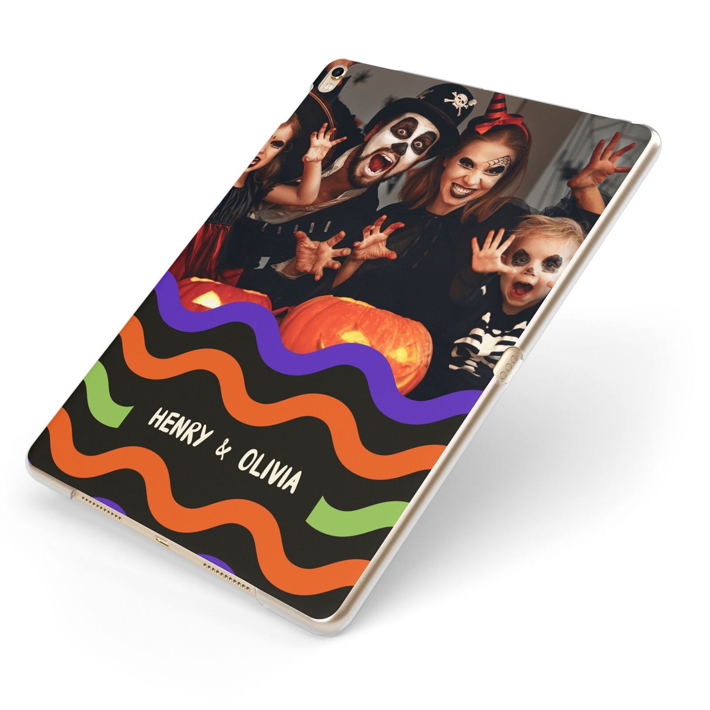 Personalised Halloween Colours Photo Apple iPad Case on Gold iPad Side View