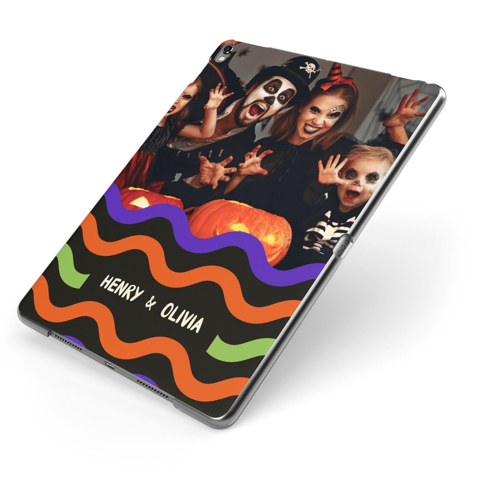 Personalised Halloween Colours Photo Apple iPad Case on Grey iPad Side View