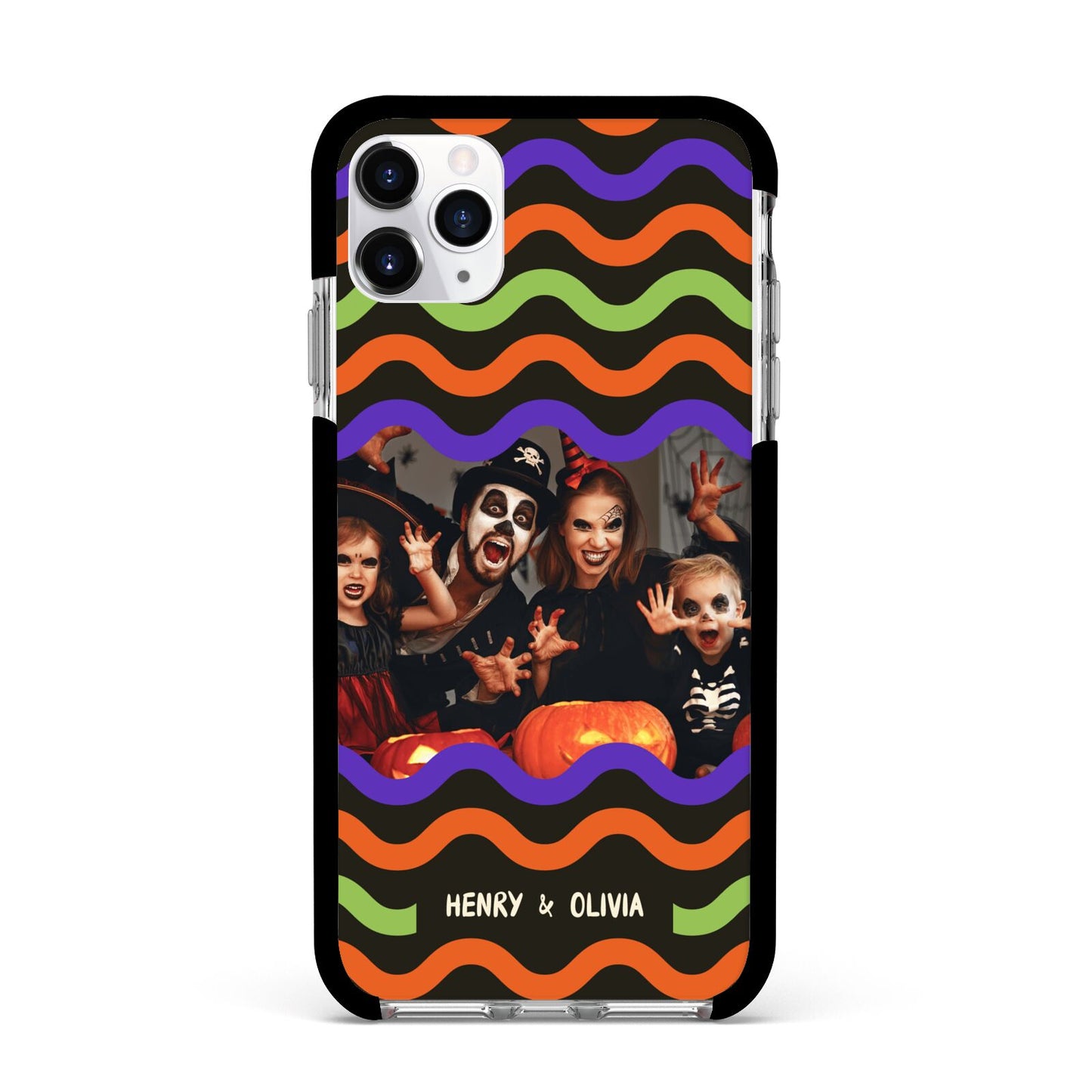 Personalised Halloween Colours Photo Apple iPhone 11 Pro Max in Silver with Black Impact Case