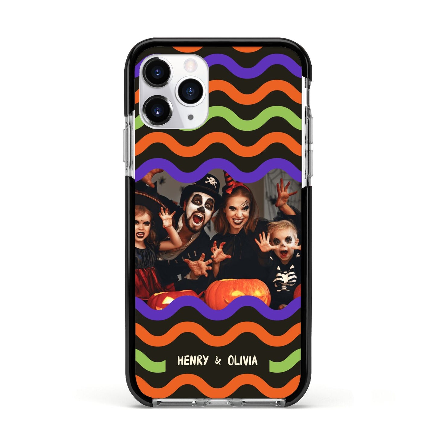 Personalised Halloween Colours Photo Apple iPhone 11 Pro in Silver with Black Impact Case