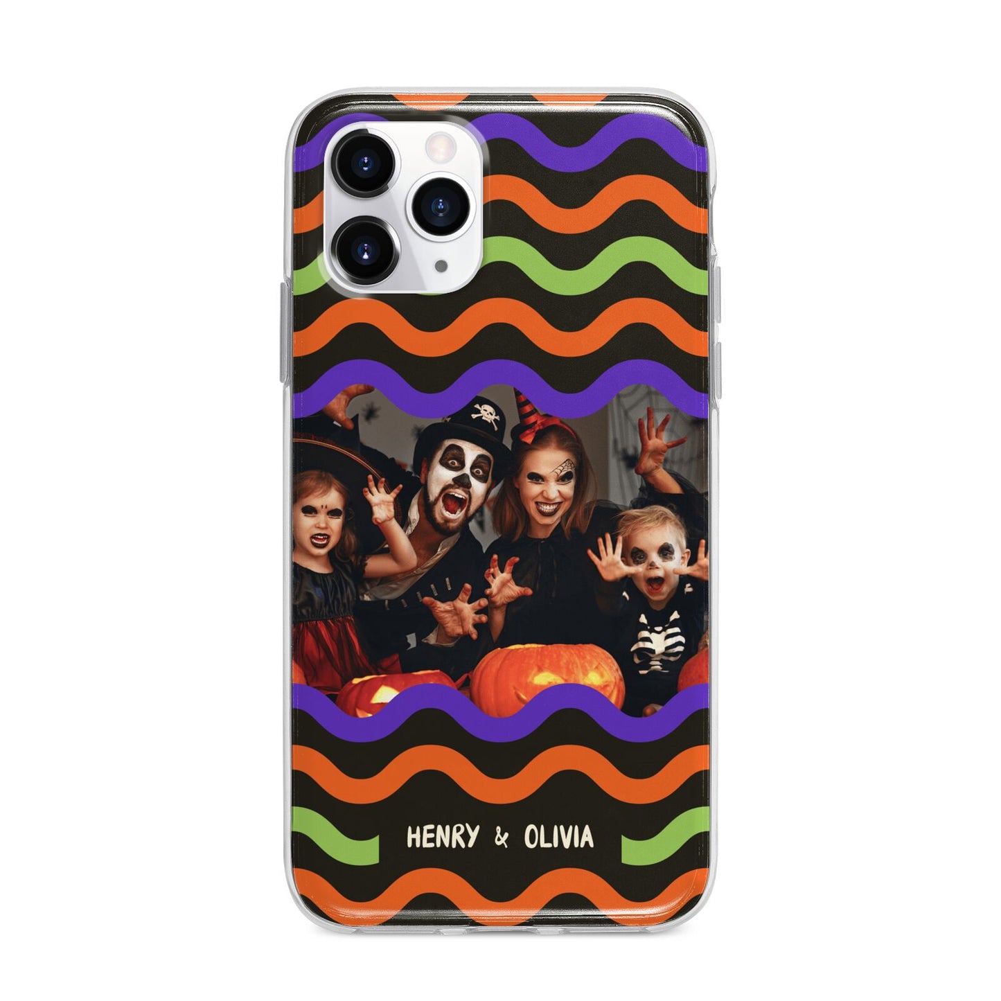 Personalised Halloween Colours Photo Apple iPhone 11 Pro in Silver with Bumper Case