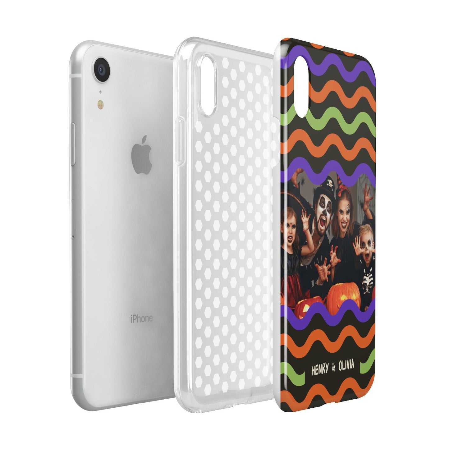 Personalised Halloween Colours Photo Apple iPhone XR White 3D Tough Case Expanded view