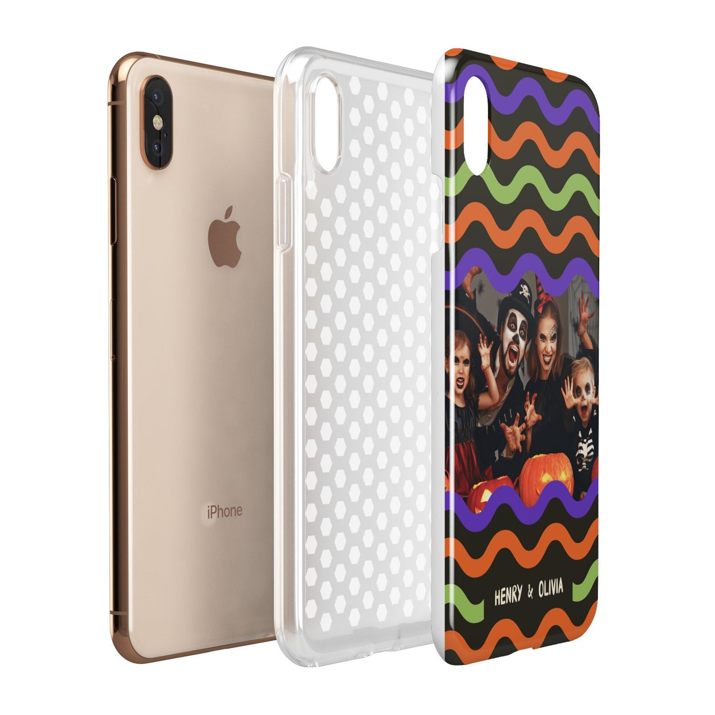 Personalised Halloween Colours Photo Apple iPhone Xs Max 3D Tough Case Expanded View