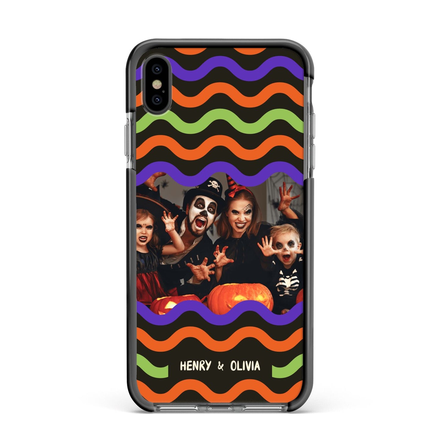 Personalised Halloween Colours Photo Apple iPhone Xs Max Impact Case Black Edge on Black Phone