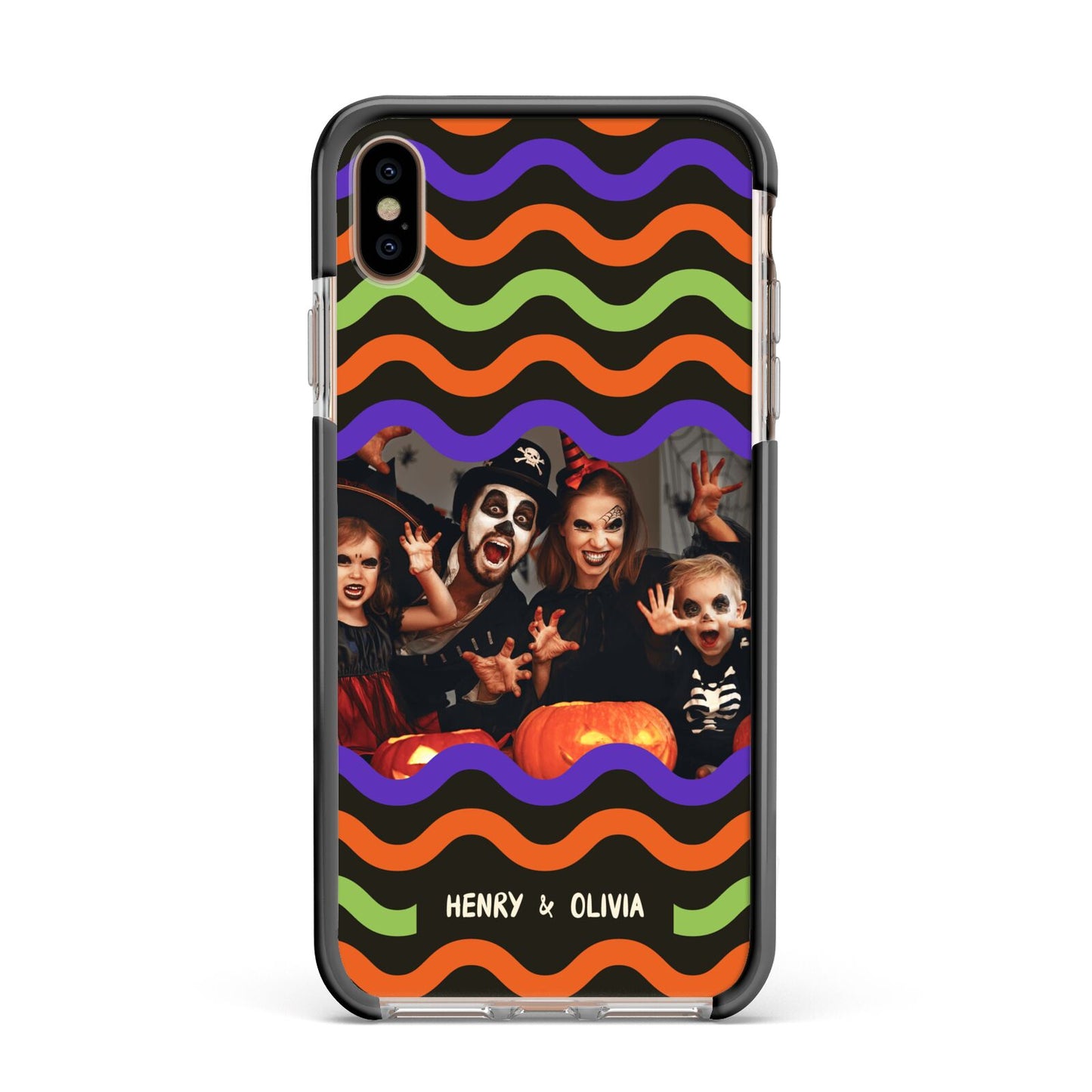 Personalised Halloween Colours Photo Apple iPhone Xs Max Impact Case Black Edge on Gold Phone